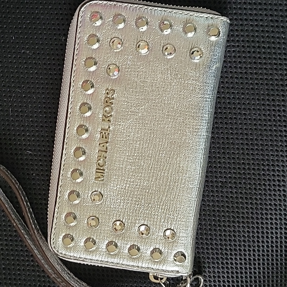 Michael Kors Silver Studded Wristlet Wallet